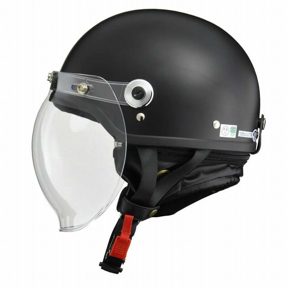 リード工業 CROSS バブルシールド付ハーフヘルメット ハーフマットブラック CR760 MATBK 1個 - Image 2