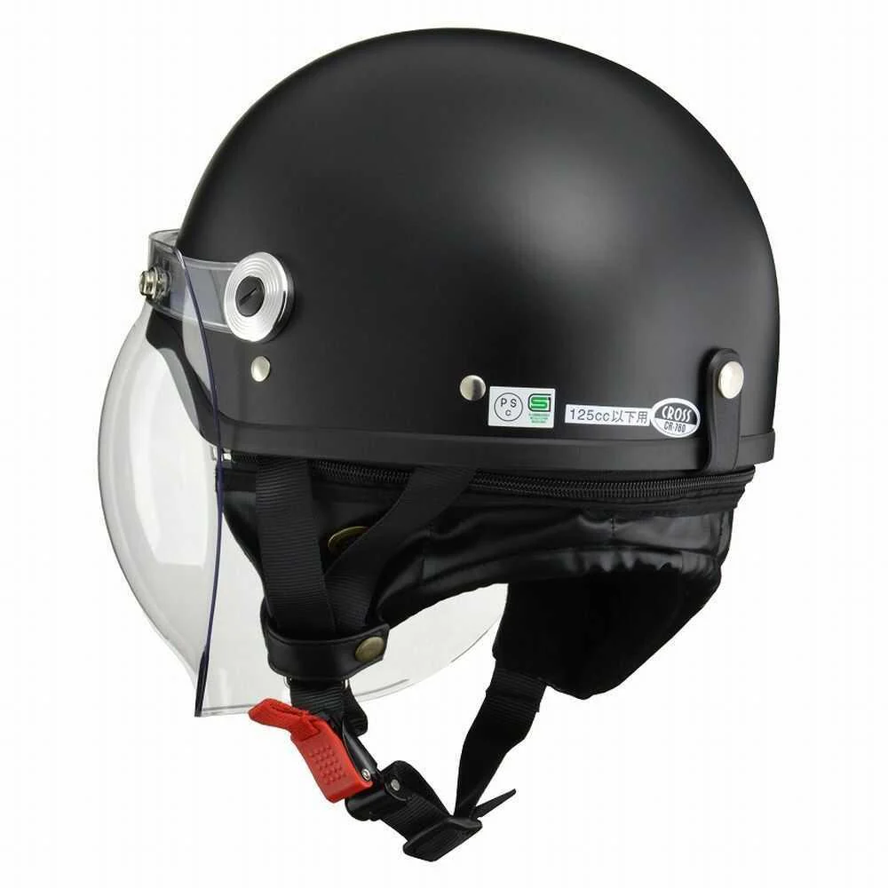 リード工業 CROSS バブルシールド付ハーフヘルメット ハーフマットブラック CR760 MATBK 1個 - Image 3
