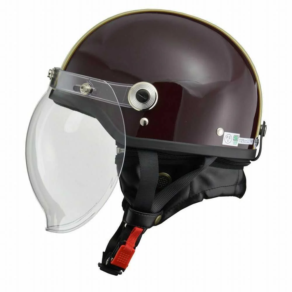 リード工業 CROSS バブルシールド付ハーフヘルメット ブラウン×アイボリー CR760 BRIV 1個 - Image 2