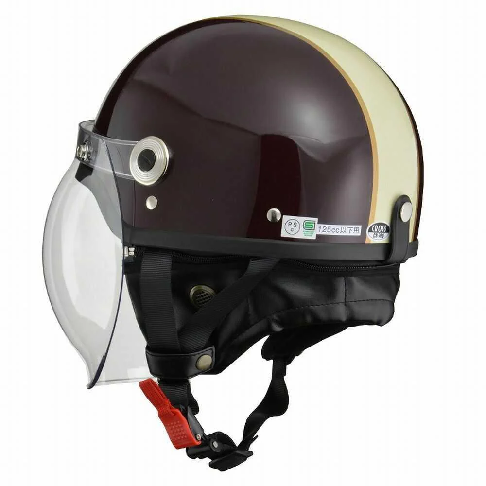 リード工業 CROSS バブルシールド付ハーフヘルメット ブラウン×アイボリー CR760 BRIV 1個 - Image 3