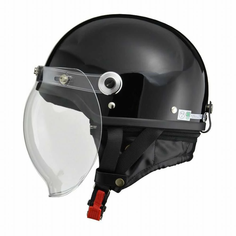 リード工業 CROSS バブルシールド付ハーフヘルメット ブラック CR760 BK 1個 - Image 2