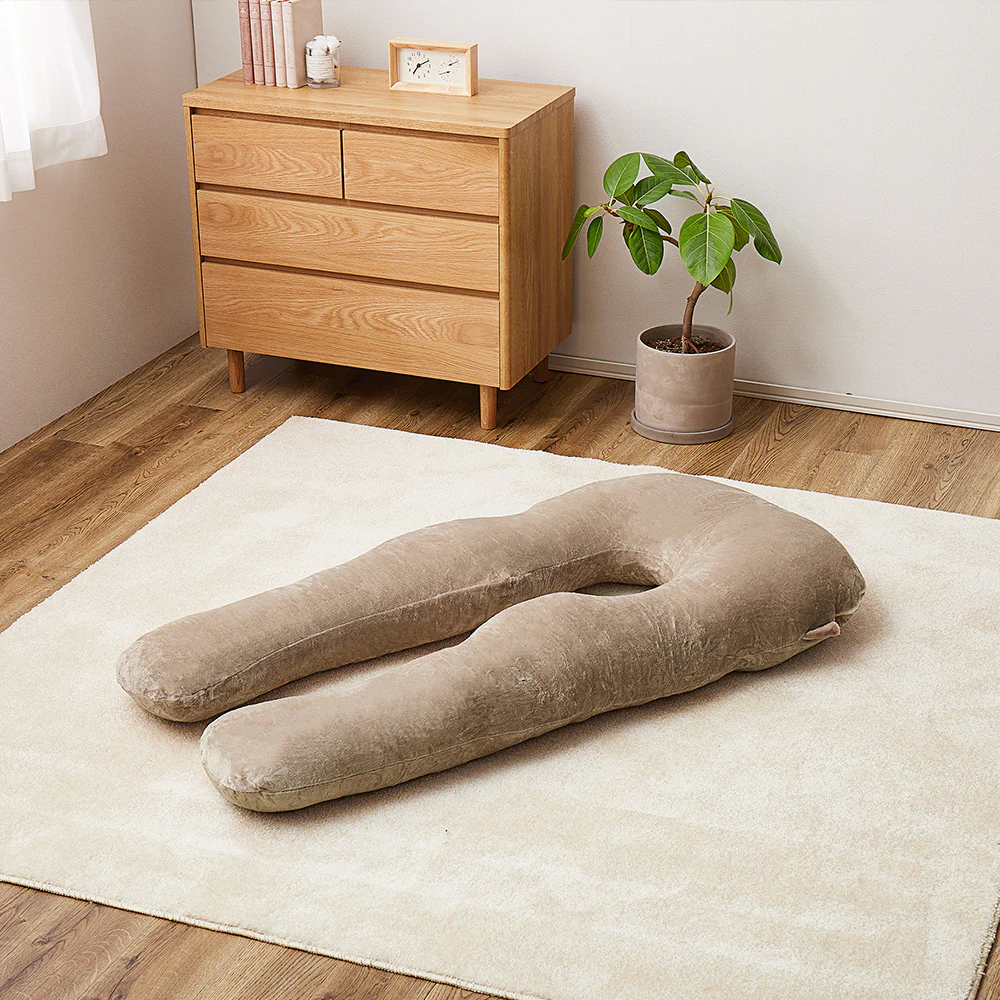 メレンゲタッチの抱き枕 U型 140×70cm ベージュ 【直送品】 返品・キャンセル・他商品と同時購入は不可