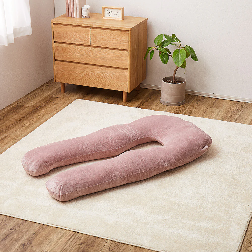 メレンゲタッチの抱き枕 U型 140×70cm ピンク 【直送品】 返品・キャンセル・他商品と同時購入は不可