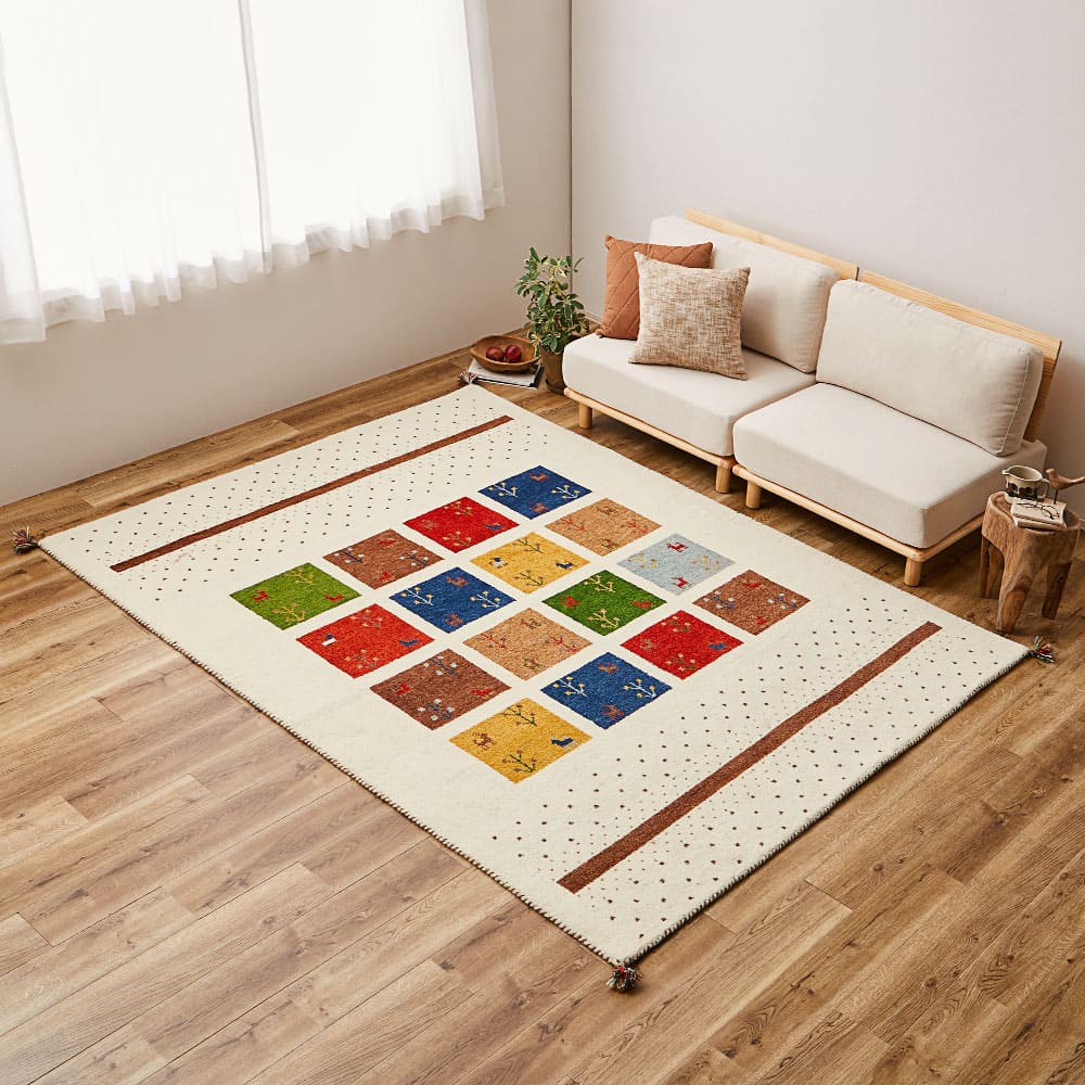 ギャッベ ラグ GABBEH D19 マルチ 200×250cm 【直送品】 返品・キャンセル・他商品と同時購入は不可