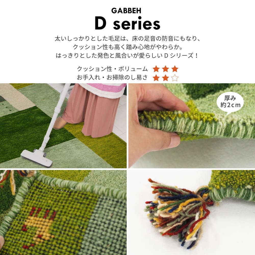 ギャッベ ラグ GABBEH D20 ブルー 200×200cm 【直送品】 返品・キャンセル・他商品と同時購入は不可 - Image 5
