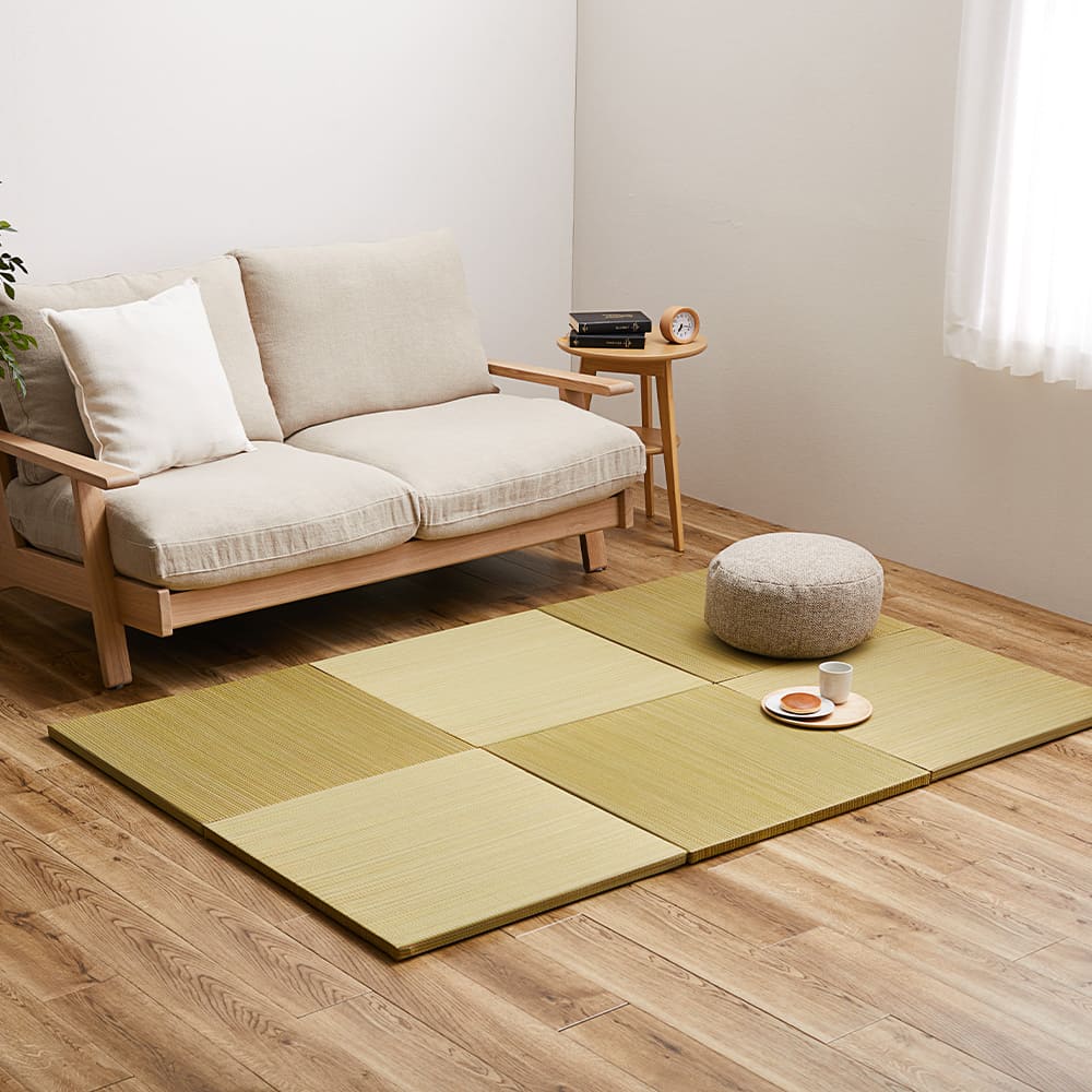 カラーの選べる軽量置き畳 紗彩 イエロー 同色6枚組 【直送品】 返品・キャンセル・他商品と同時購入は不可