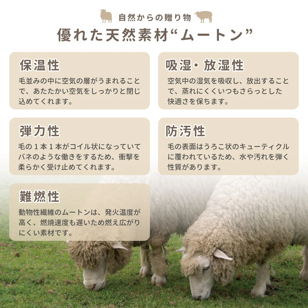可愛い ムートンフリース 60x90cm M-511 ベージュ 【直送品】 返品・キャンセル・他商品と同時購入は不可 - Image 4