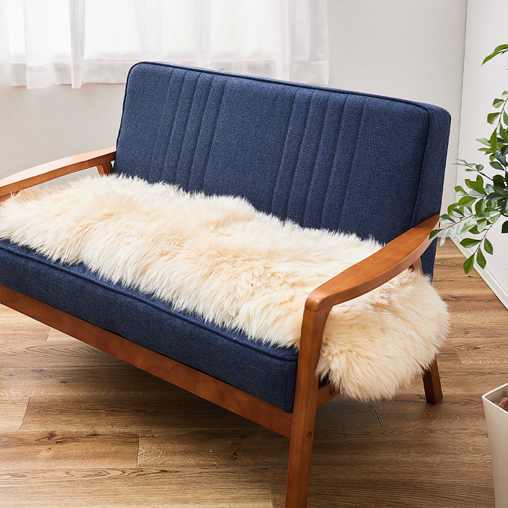 可愛い ムートンフリース 60x180cm M-511 ベージュ 【直送品】 返品・キャンセル・他商品と同時購入は不可