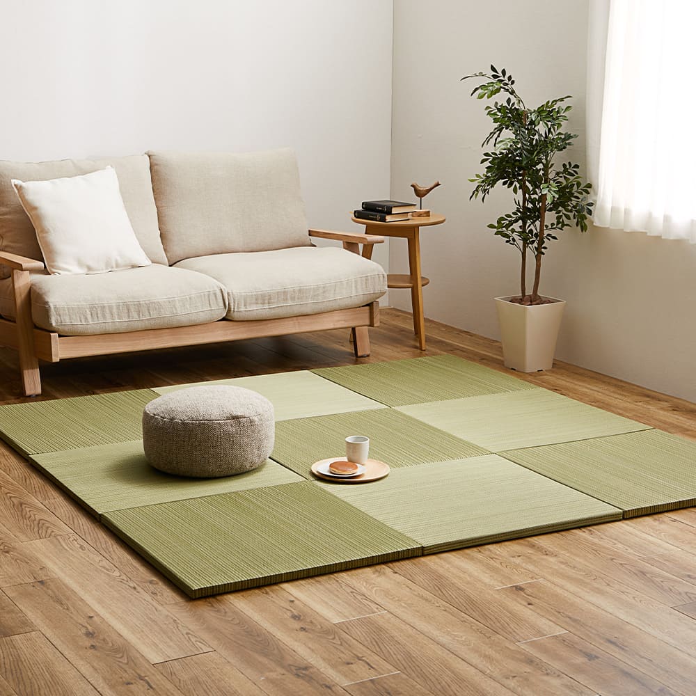カラーの選べる軽量置き畳 紗彩 グリーン 同色9枚組 【直送品】 返品・キャンセル・他商品と同時購入は不可