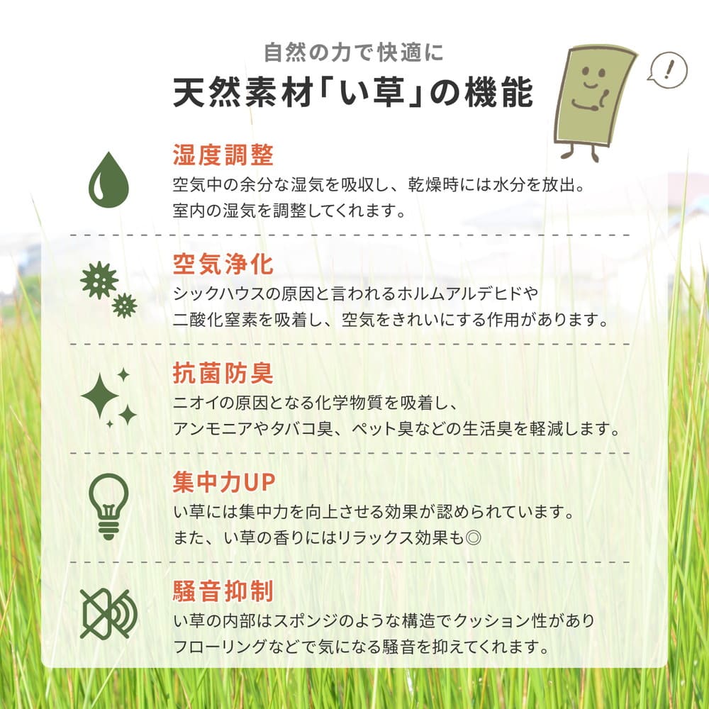 カラーの選べる軽量置き畳 紗彩 グリーン 同色9枚組 【直送品】 返品・キャンセル・他商品と同時購入は不可 - Image 3