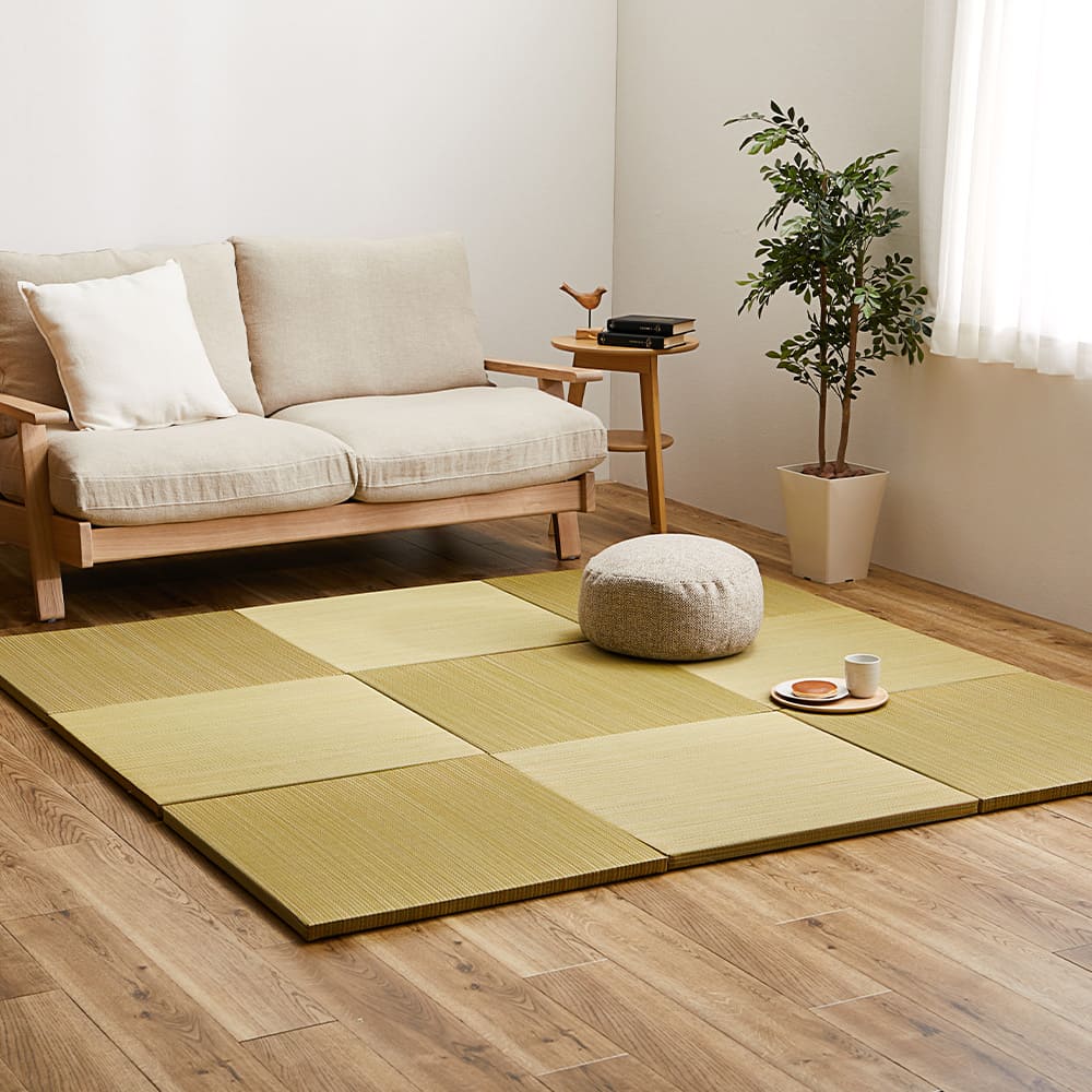 カラーの選べる軽量置き畳 紗彩 イエロー 同色9枚組 【直送品】 返品・キャンセル・他商品と同時購入は不可