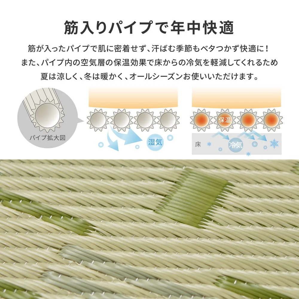 洗えるい草風カーペット やなぎ 江戸間8畳 グリーン 【直送品】 返品・キャンセル・他商品と同時購入は不可 - Image 5