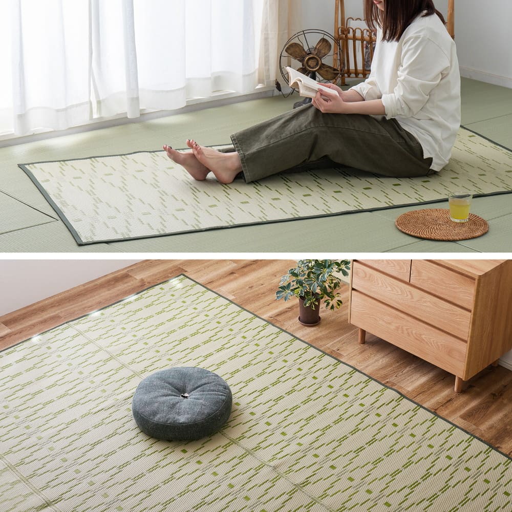 洗えるい草風カーペット やなぎ 江戸間8畳 グリーン 【直送品】 返品・キャンセル・他商品と同時購入は不可 - Image 7