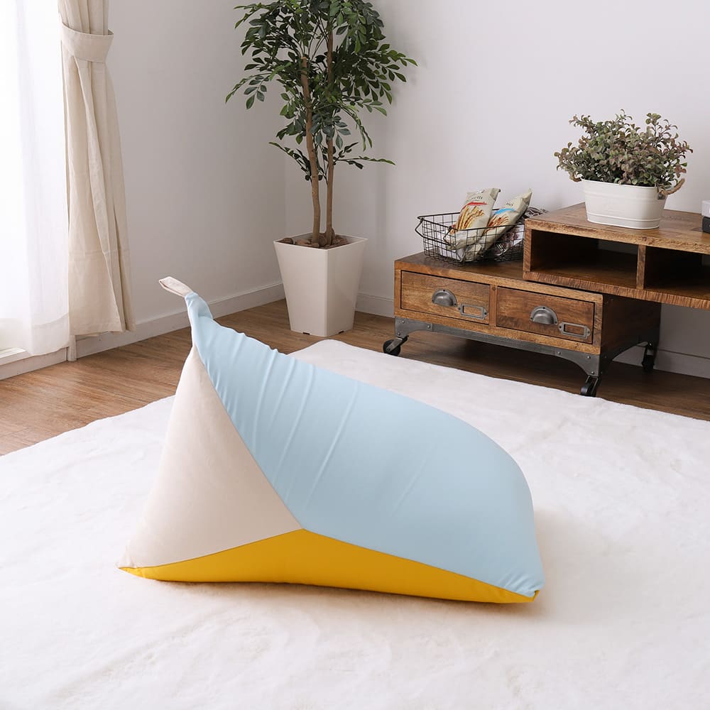 カラーが選べるリラックスビーズクッション ブルー/イエロー 【直送品】 返品・キャンセル・他商品と同時購入は不可