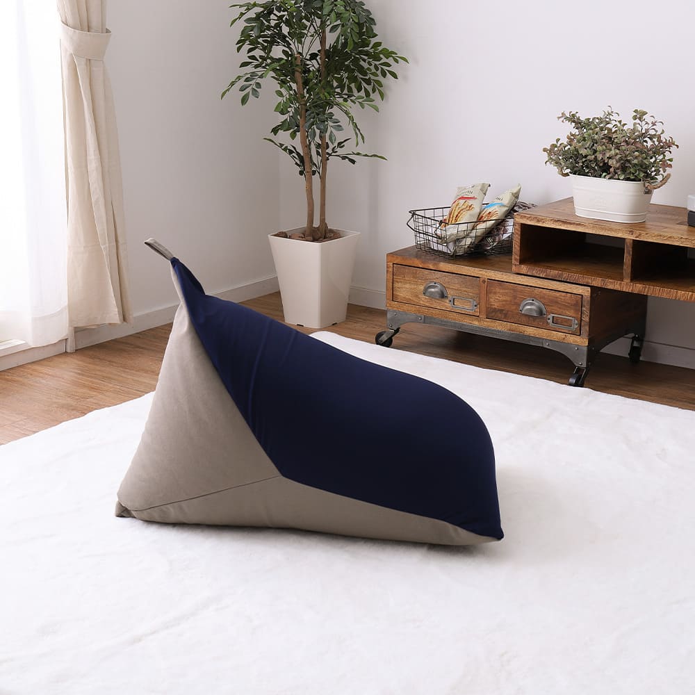 カラーが選べるリラックスビーズクッション ネイビー/グレー 【直送品】 返品・キャンセル・他商品と同時購入は不可