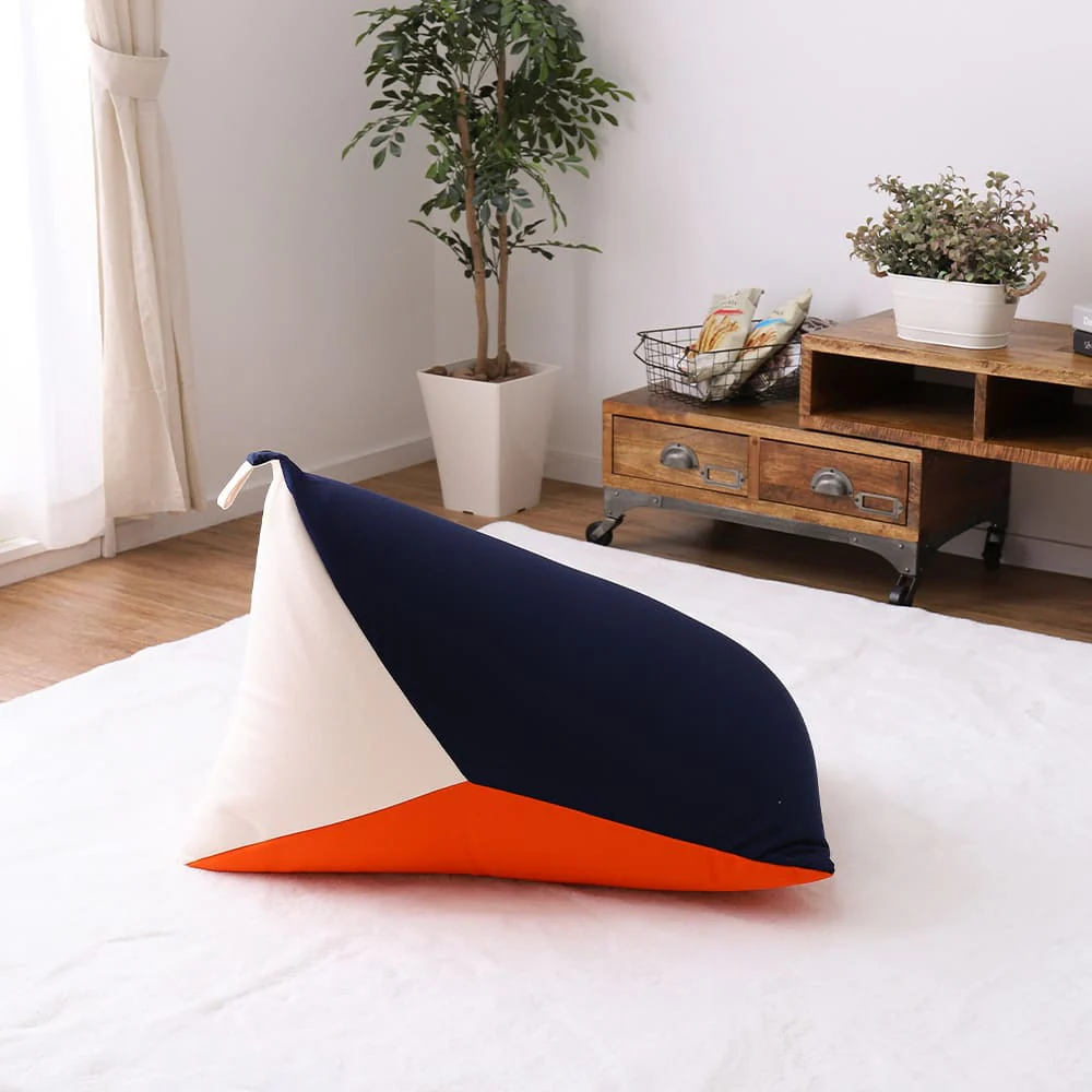 カラーが選べるリラックスビーズクッション ネイビー/オレンジ 【直送品】 返品・キャンセル・他商品と同時購入は不可