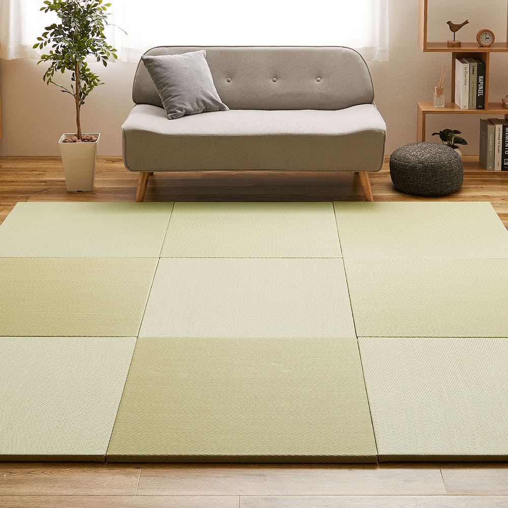 水拭きできる い草風置き畳 綾模様 グリーン 同色9枚組 【直送品】 返品・キャンセル・他商品と同時購入は不可