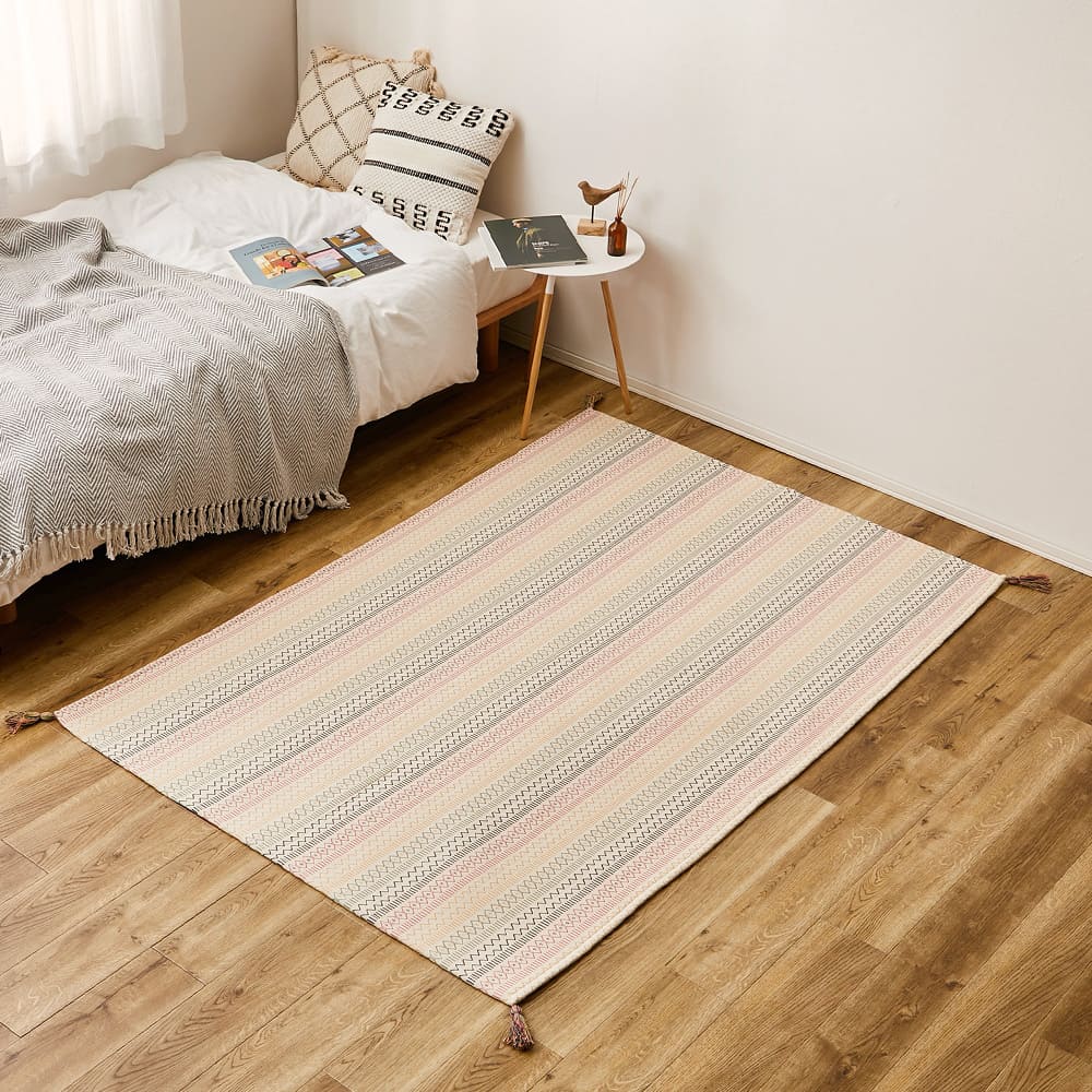 洗えるインド綿ラグ ハシーナ すべり止め付き 130×185 【直送品】 返品・キャンセル・他商品と同時購入は不可