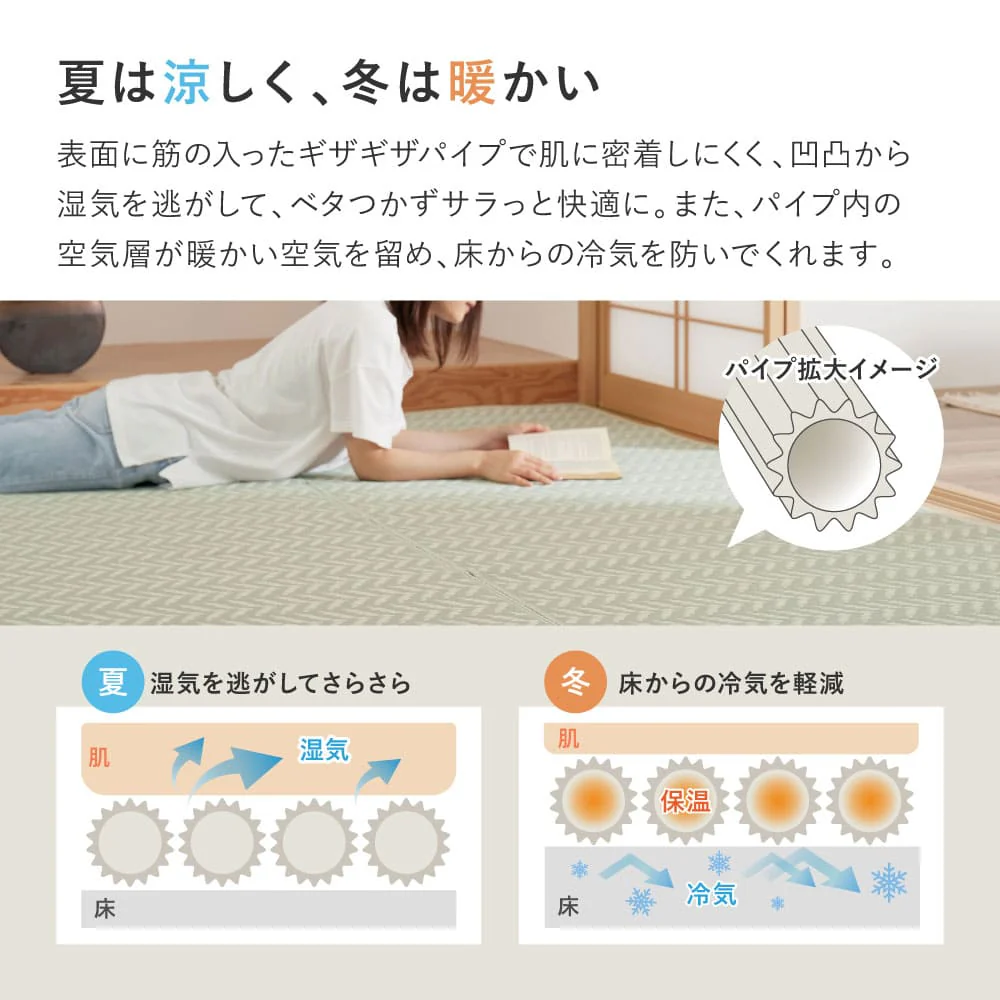 洗えるい草風カーペット パスラッシュ 江戸間6畳 グレー 【直送品】 返品・キャンセル・他商品と同時購入は不可 - Image 7