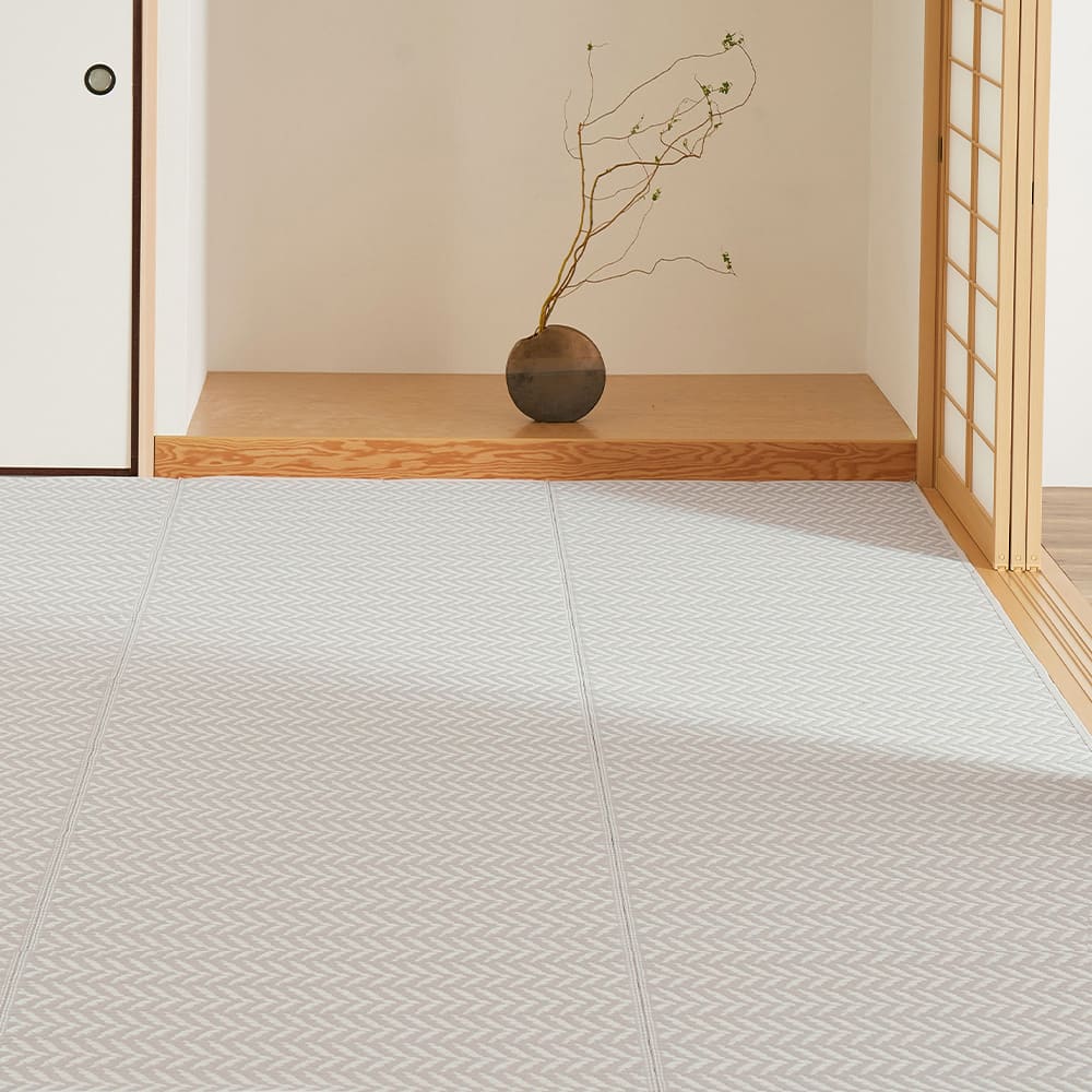 洗えるい草風カーペット パスラッシュ 江戸間10畳 グレー 【直送品】 返品・キャンセル・他商品と同時購入は不可