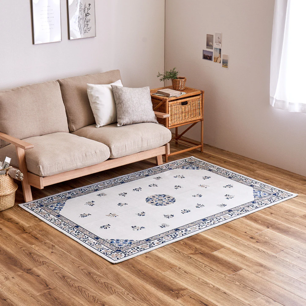 シノワズリデザインラグ ミュゲ 130×190cm アイボリー 【直送品】 返品・キャンセル・他商品と同時購入は不可