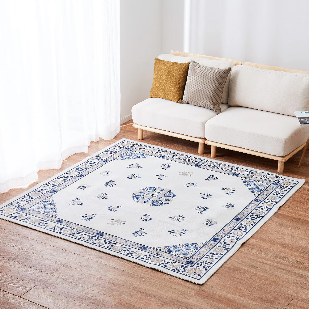 シノワズリデザインラグ ミュゲ 190×190cm アイボリー 【直送品】 返品・キャンセル・他商品と同時購入は不可