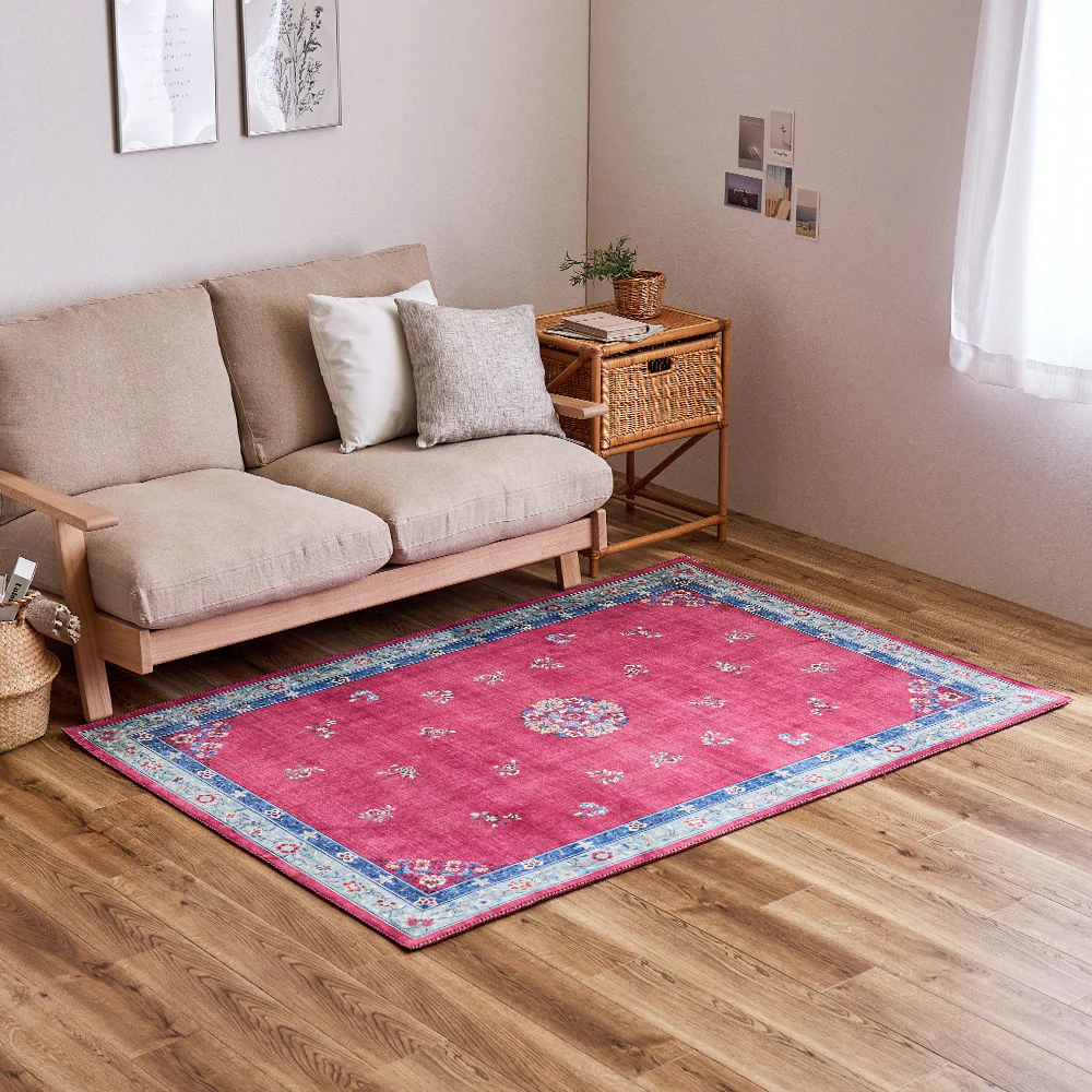 シノワズリデザインラグ ミュゲ 130×190cm ピンク 【直送品】 返品・キャンセル・他商品と同時購入は不可