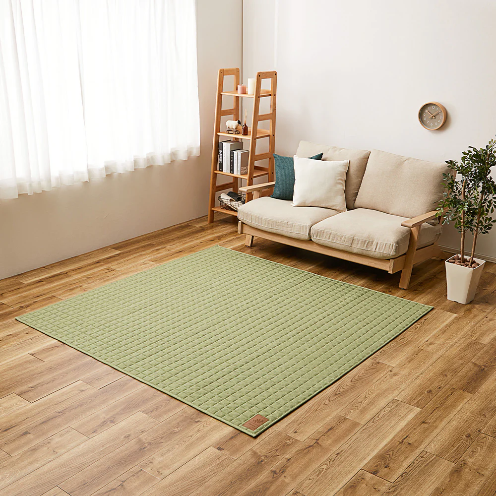 洗えるスウェットキルトラグ ココン グリーン190×190 【直送品】 返品・キャンセル・他商品と同時購入は不可