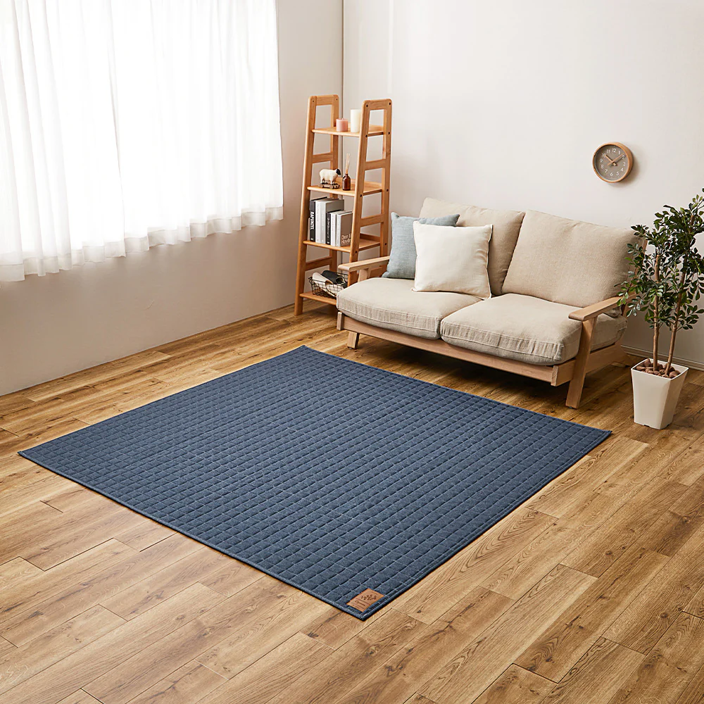 洗えるスウェットキルトラグ ココン ネイビー190×240 【直送品】 返品・キャンセル・他商品と同時購入は不可