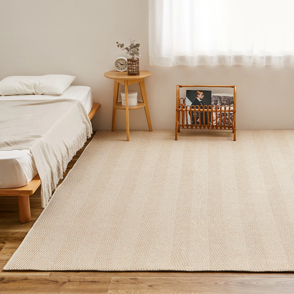 洗えるヘリンボンラグ ボーナ ベージュ130×190 【直送品】 返品・キャンセル・他商品と同時購入は不可
