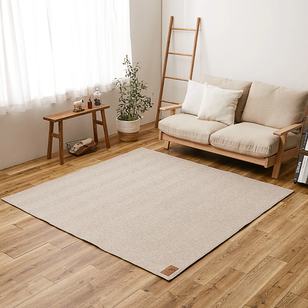 洗えるヘリンボンラグ ボーナ ブラウン190×190 【直送品】 返品・キャンセル・他商品と同時購入は不可