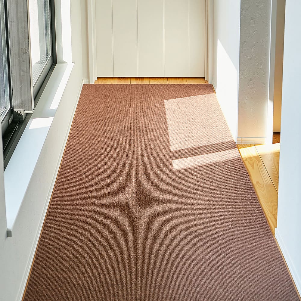 廊下カーペット ロングマット ピタロ ブラウン 90×400 【直送品】 返品・キャンセル・他商品と同時購入は不可