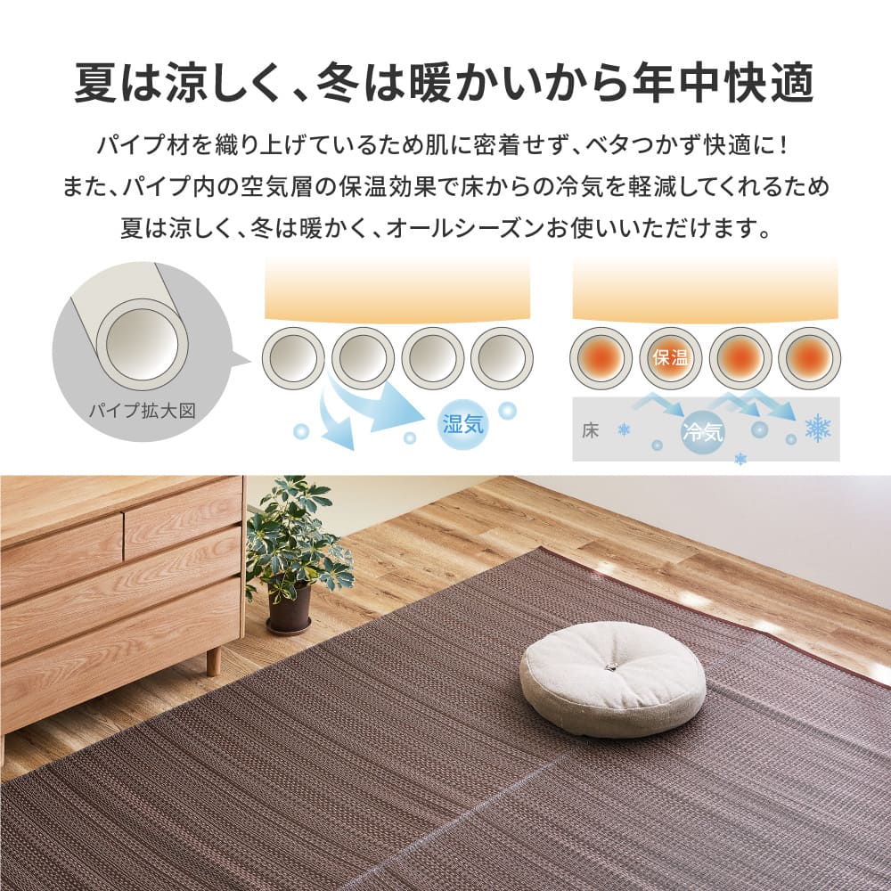 洗えるい草風カーペット ライアン 団地間6畳 ブラウン 【直送品】 返品・キャンセル・他商品と同時購入は不可 - Image 5