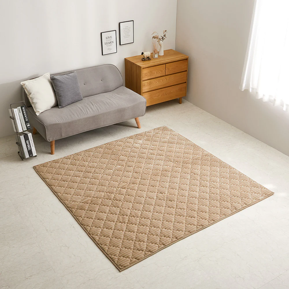 くすみカラーのストライプフランネルラグ ショコラ キャメルベージュ 【直送品】 返品・キャンセル・他商品と同時購入は不可