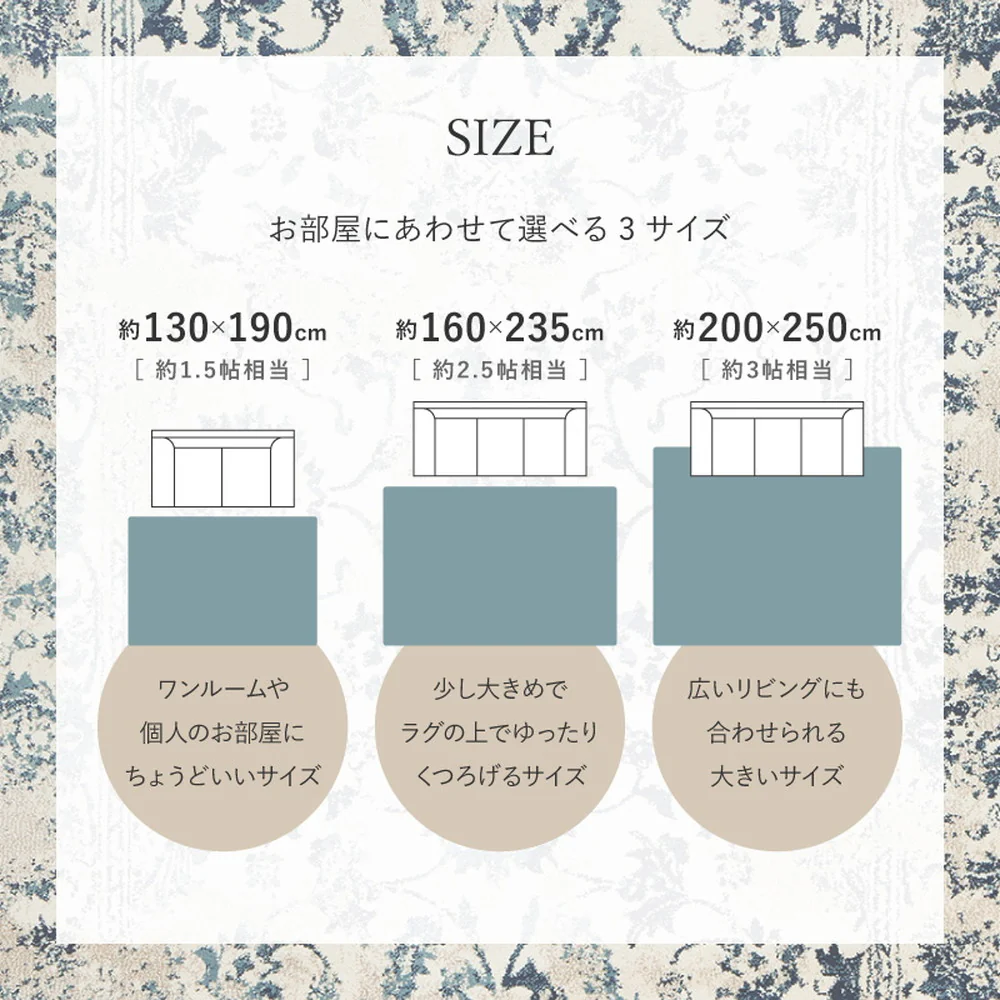 エジプト製 オリエンタル柄ウィルトンラグ カマル ネイビー 【直送品】 返品・キャンセル・他商品と同時購入は不可 - Image 9