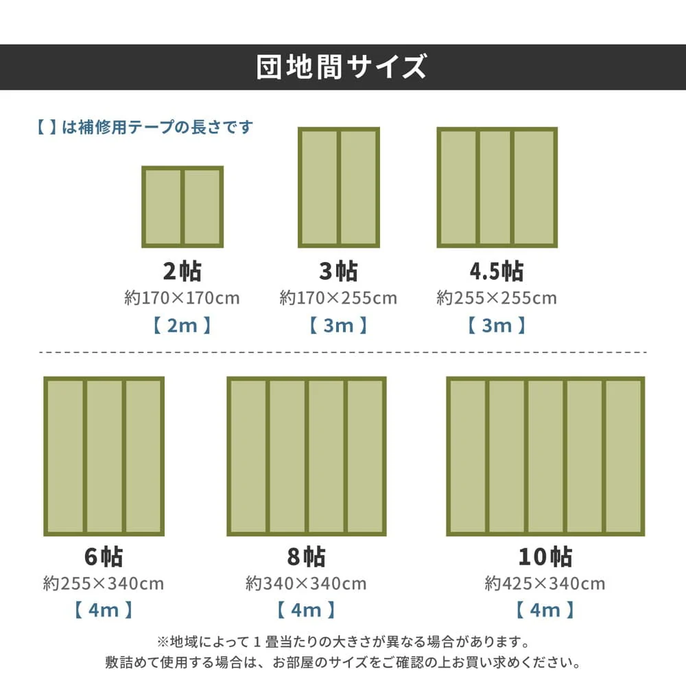 フリーカット裏付 い草カーペット 団地間4.5畳 補修テープ付 【直送品】 返品・キャンセル・他商品と同時購入は不可 - Image 11