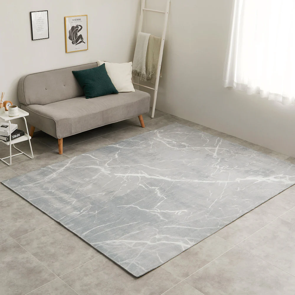 大理石柄のソフトフランネルラグ 190×240cm グレー 【直送品】 返品・キャンセル・他商品と同時購入は不可