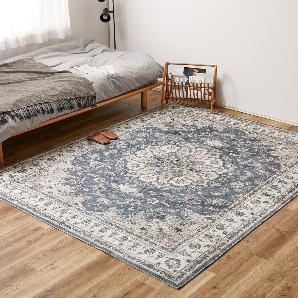 アンティーク絨毯風プリントラグ カメオ グレー 230×330 【直送品】 返品・キャンセル・他商品と同時購入は不可