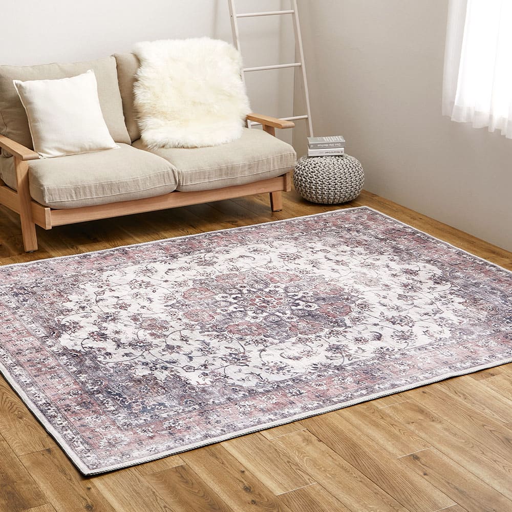 アンティーク絨毯風プリントラグ カメオ ピンク 230×330 【直送品】 返品・キャンセル・他商品と同時購入は不可