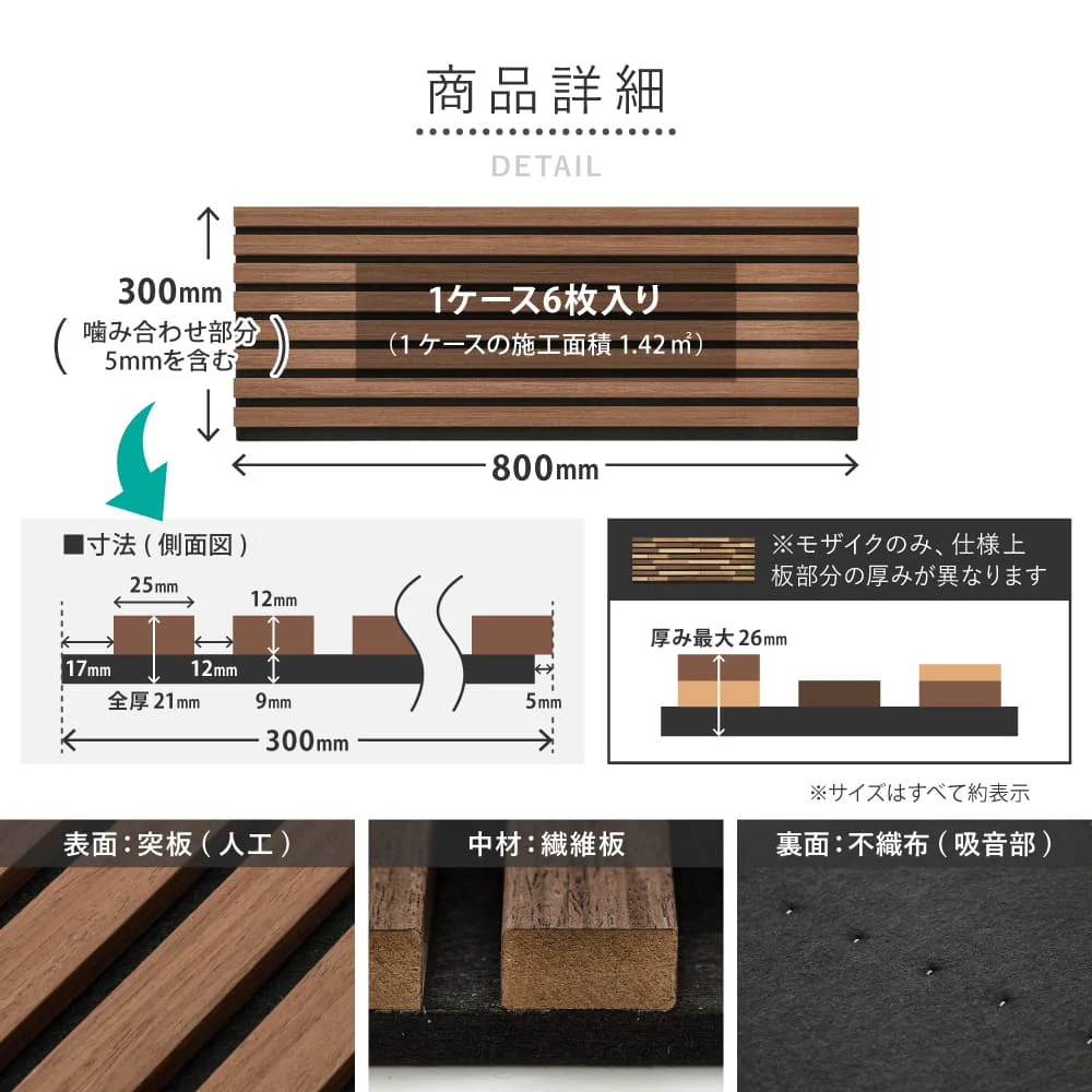 吸音パネル イパネッラ 6枚入り ブラウン 【直送品】 返品・キャンセル・他商品と同時購入は不可 - Image 11