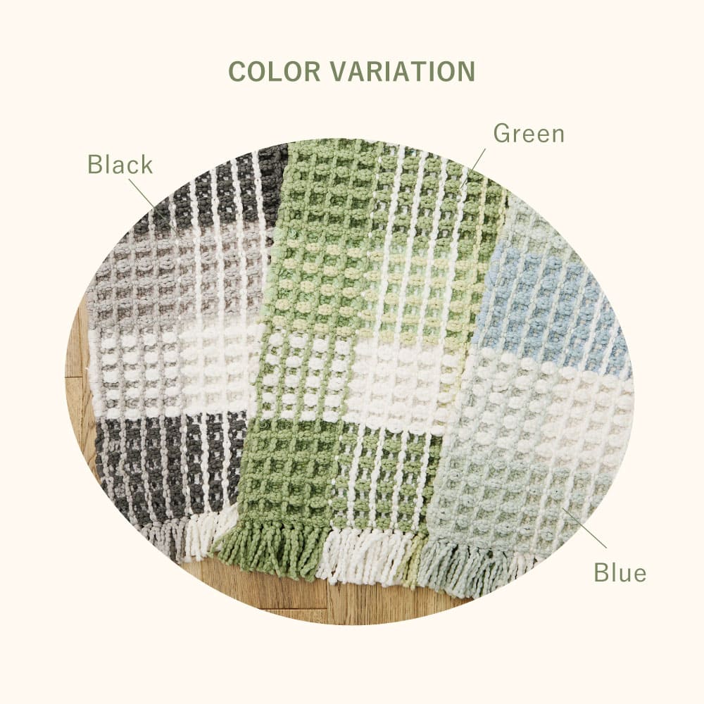 ワッフル風ラグ チェック柄 エルフ グリーン 100×140 【直送品】 返品・キャンセル・他商品と同時購入は不可 - Image 7