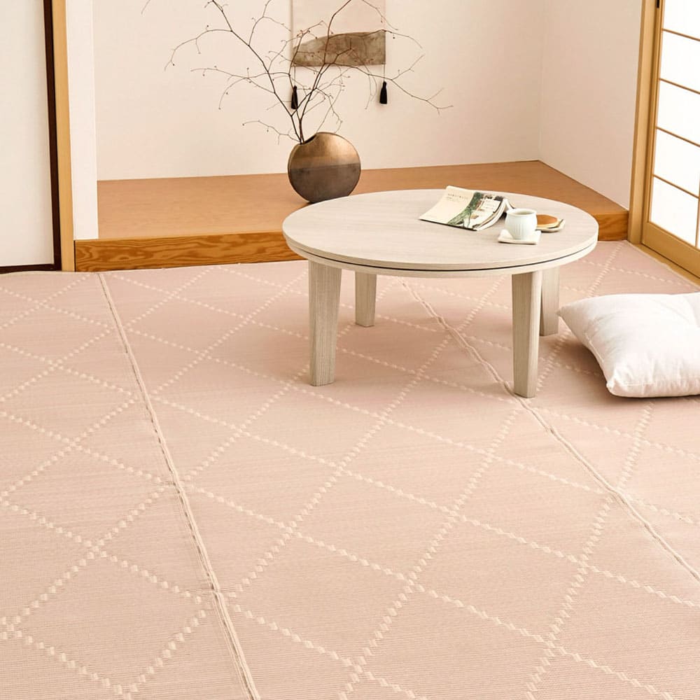 裏付き 洗えるい草風カーペット モンド 江戸間6畳 ピンク 【直送品】 返品・キャンセル・他商品と同時購入は不可