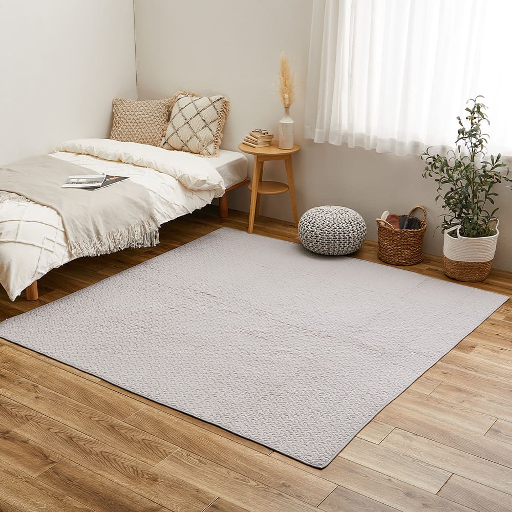 綿100%のイブルラグマット デコール 4.5畳用 グレー 【直送品】 返品・キャンセル・他商品と同時購入は不可