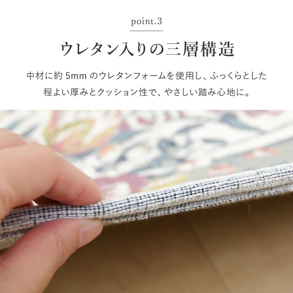 ゴブランシェニールラグ ブーケ 約185×185cm ベージュ 【直送品】 返品・キャンセル・他商品と同時購入は不可 - Image 4