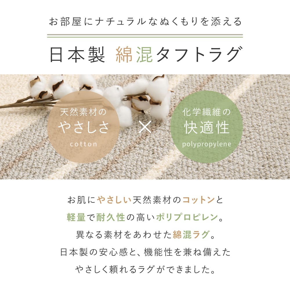 綿混タフトラグ モーリム 約130×185cm グレー 【直送品】 返品・キャンセル・他商品と同時購入は不可 - Image 2