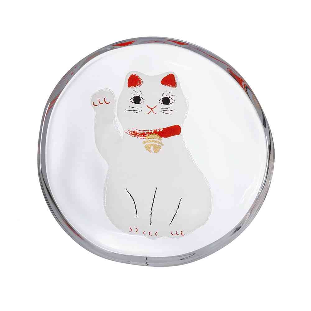 アデリア めでたmono 招き猫 豆皿 白 1個