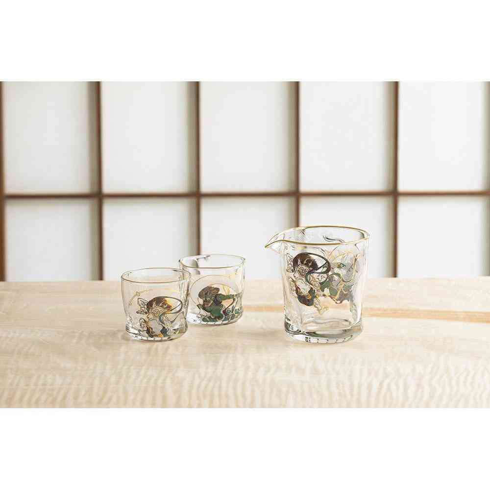 アデリア プレミアムニッポンテイスト 風神雷神酒器セット 片口280ml×1個、盃90ml×2個 - Image 4