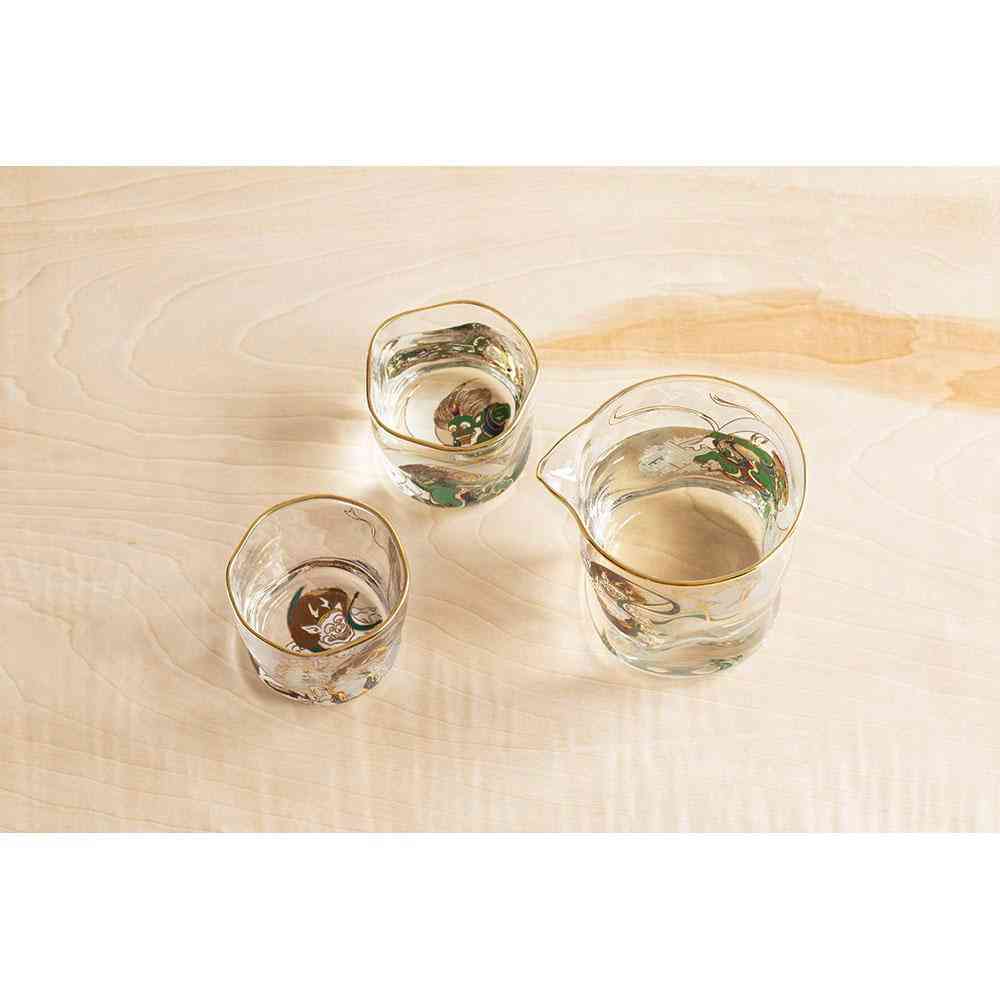 アデリア プレミアムニッポンテイスト 風神雷神酒器セット 片口280ml×1個、盃90ml×2個 - Image 5
