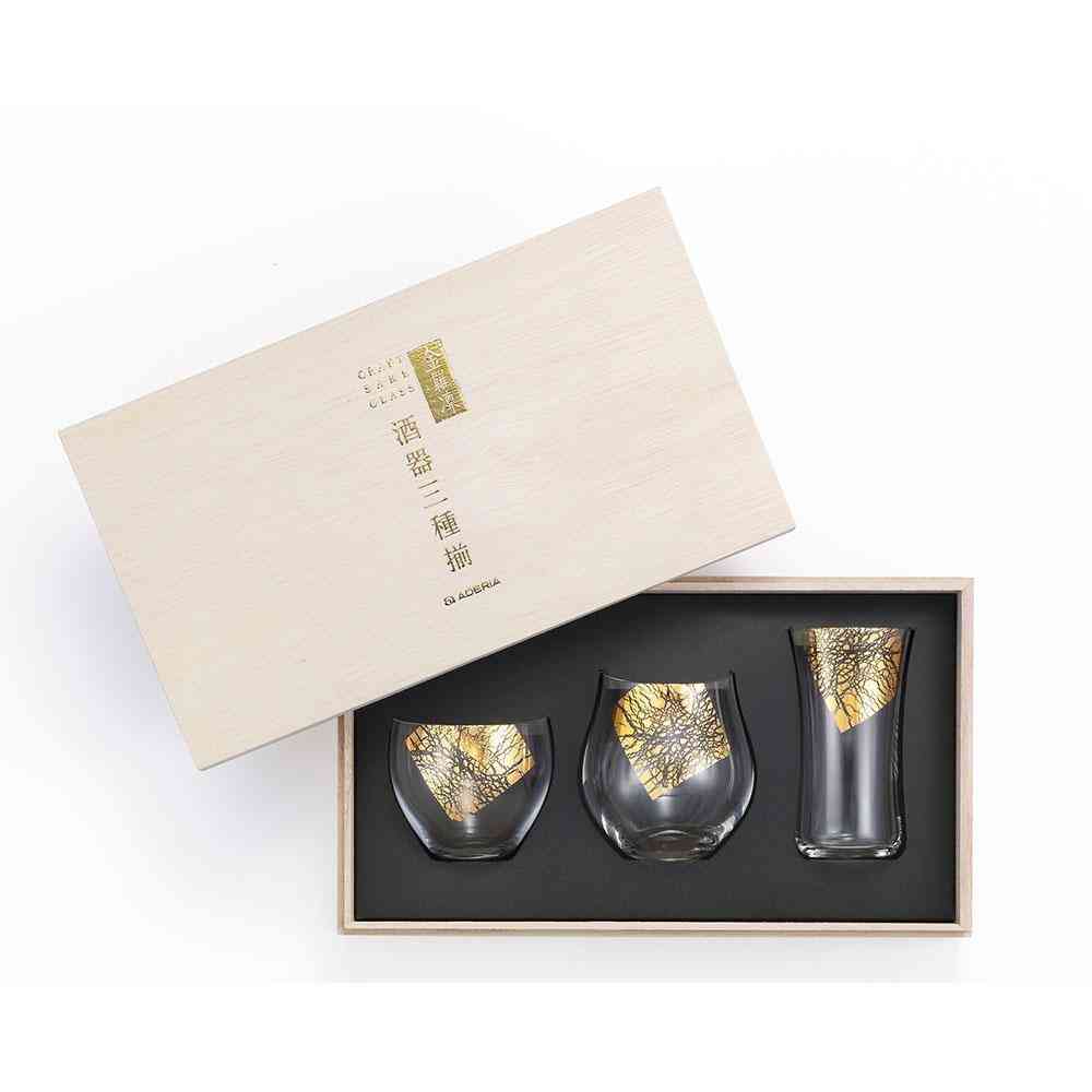 アデリア クラフトサケグラス 金羅凛 酒器三種揃え 150ml×1個、230ml×1個、120ml×1個 - Image 2