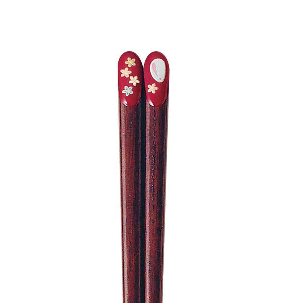 イシダ 箸 金座 うさぎ 朱 20.5cm 1膳 - Image 2